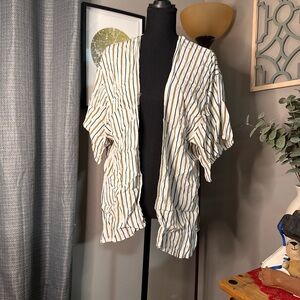 Elegant Striped Open-Front Cardigan